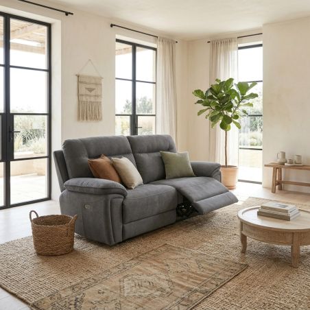 Canapé 3 places BOOM en tissu avec 2 relax électriques