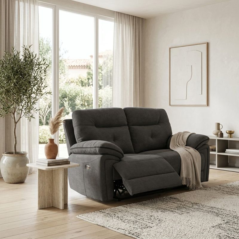 Canapé 2 places BOOM en tissu avec 2 relax manuels
