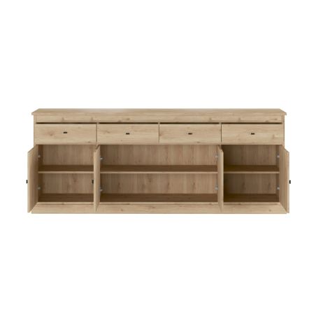 Salle à manger complète GABRIEL LIGHT en décor chêne clair avec table 210 cm sans LED