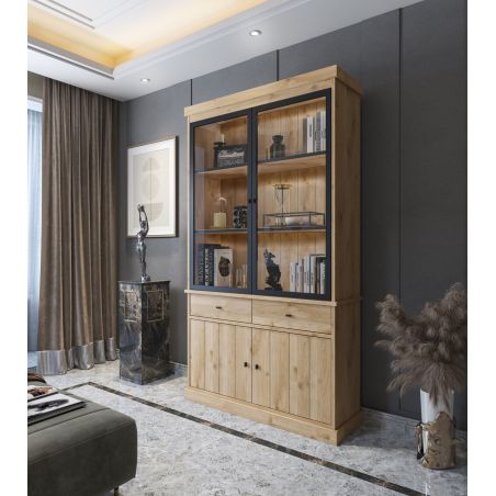 Salle à manger complète GABRIEL LIGHT en décor chêne clair avec table 210 cm sans LED