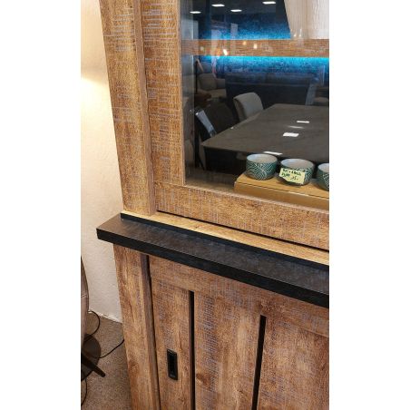 Salle à manger complète ELIOTT de style industriel avec table 220 cm