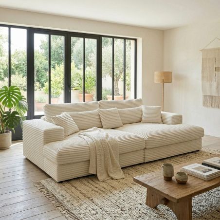 Canapé lounge DOUDOU CONFORT en tissu velours cotelé - profondeur 170 cm