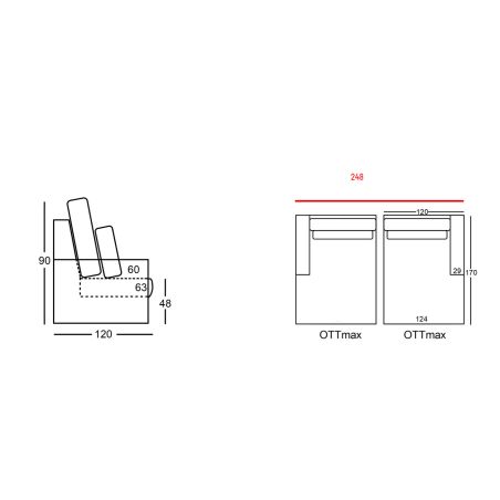 Canapé lounge DOUDOU CONFORT en tissu velours cotelé - profondeur 170 cm