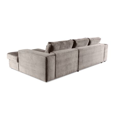 Canapé d'angle DOUDOU en tissu velours cotelé taupe
