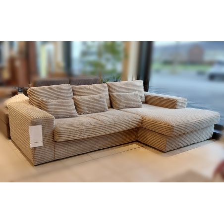 Canapé d'angle DOUDOU en tissu velours cotelé taupe