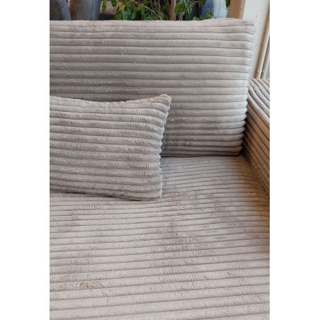 Canapé d'angle DOUDOU en tissu velours cotelé taupe