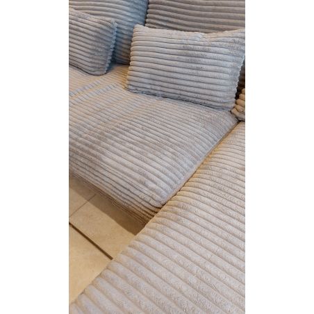Canapé d'angle DOUDOU en tissu velours cotelé taupe