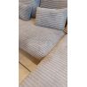 Canapé d'angle DOUDOU en tissu velours cotelé taupe