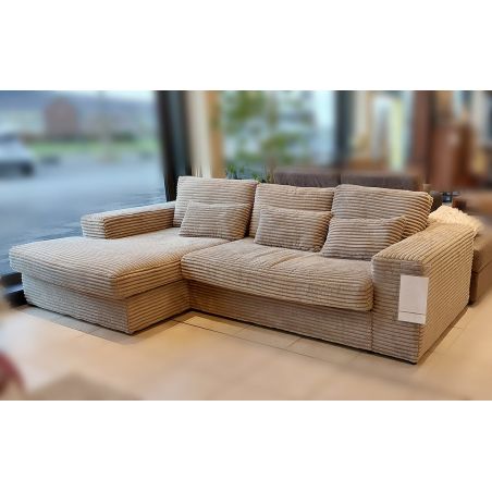 Canapé d'angle DOUDOU en tissu velours cotelé taupe