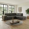 Canapé d'angle en tissu DO BRAZIL avec lit, coffre et 2 poufs