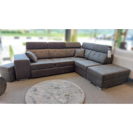 Canapé d'angle en tissu DO BRAZIL avec lit, coffre et 2 poufs