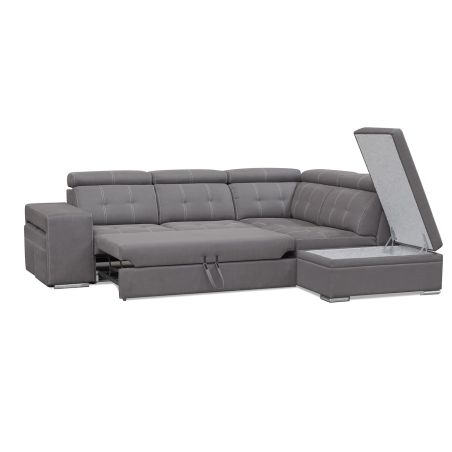 Canapé d'angle en tissu DO BRAZIL avec lit, coffre et 2 poufs