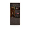 Gijon, armoire 100 cm - 1-porte de verre + 2-portes + 4-niches (+ LED) - Henders and Hazel