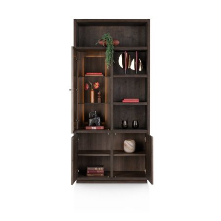 Gijon, armoire 100 cm - 1-porte de verre + 2-portes + 4-niches (+ LED) - Henders and Hazel