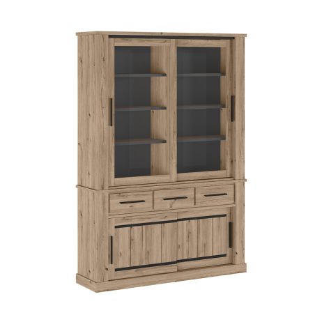Vitrine 150 cm CURTIS en décor chêne cuivre