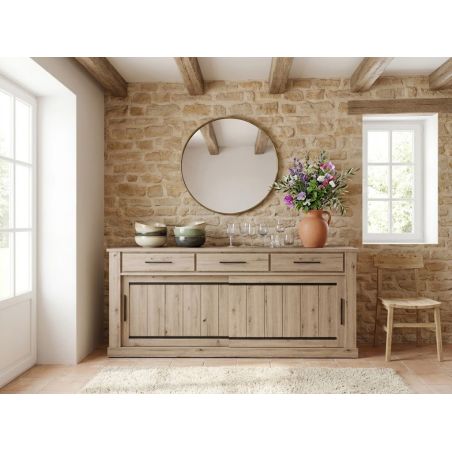 Buffet 221 cm CURTIS en décor chêne cuivre