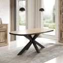 Table ovale 210 cm CURTIS en décor chêne cuivre avec pied central en métal