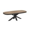 Table basse ovale 130 cm CURTIS en décor chêne cuivre avec pied central en métal