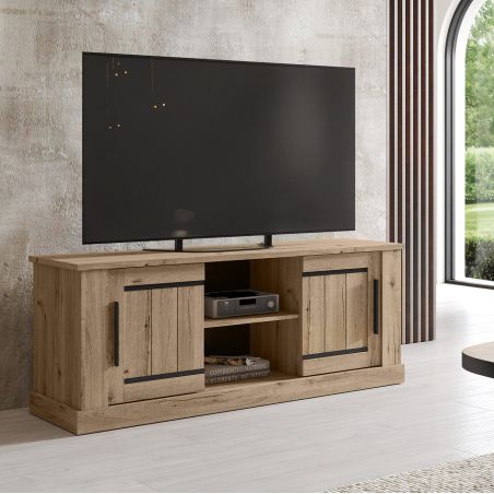 Meuble TV 145 cm CURTIS en décor chêne cuivre