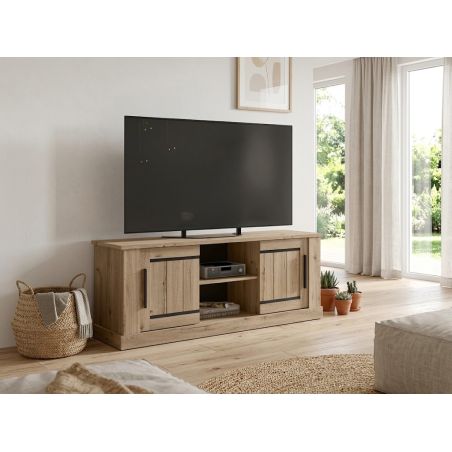 Meuble TV 145 cm CURTIS en décor chêne cuivre