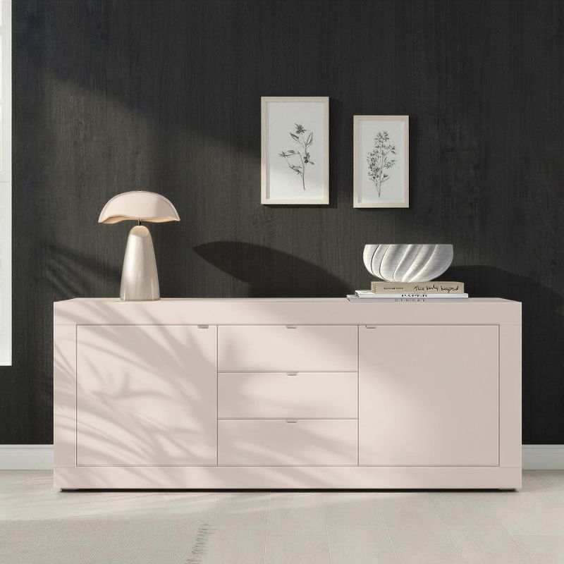 Buffet 210 cm BERGAME CACHEMIRE avec 2 portes et 3 tiroirs