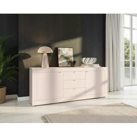 Buffet 210 cm BERGAME CACHEMIRE avec 2 portes et 3 tiroirs