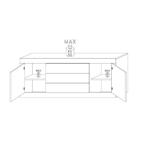 Buffet 210 cm BERGAME CACHEMIRE avec 2 portes et 3 tiroirs
