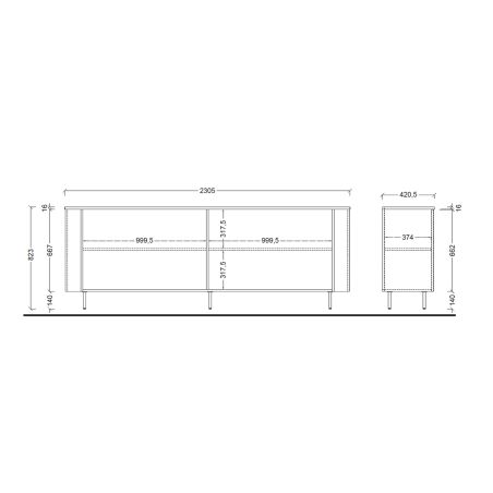 Buffet 230 cm LAGUNA avec 4 portes en coloris cachemire