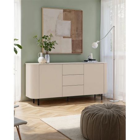 Buffet 180 cm LAGUNA avec 2 portes et 3 tiroirs en coloris cachemire