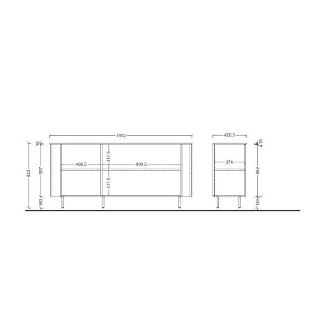 Buffet 180 cm LAGUNA avec 3 portes en coloris cachemire