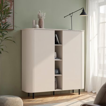 Buffet haut 2 portes et 4 niches LAGUNA en coloris cachemire