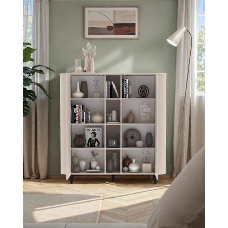 Buffet haut 2 portes et 4 niches LAGUNA en coloris cachemire