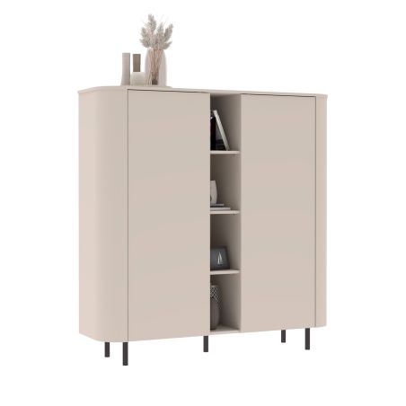 Buffet haut 2 portes et 4 niches LAGUNA en coloris cachemire