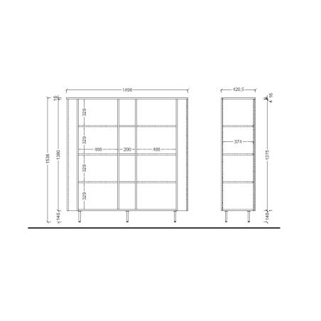Buffet haut 2 portes et 4 niches LAGUNA en coloris cachemire