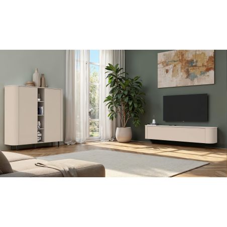 Buffet haut 2 portes et 4 niches LAGUNA en coloris cachemire