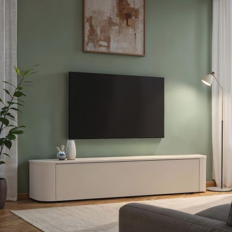 Meuble TV 180 cm LAGUNA avec 1 porte rabattante en coloris cachemire