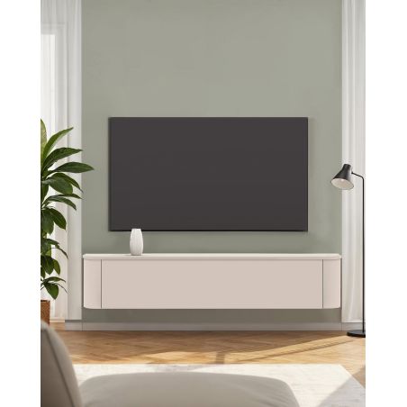 Meuble TV 180 cm LAGUNA avec 1 porte rabattante en coloris cachemire
