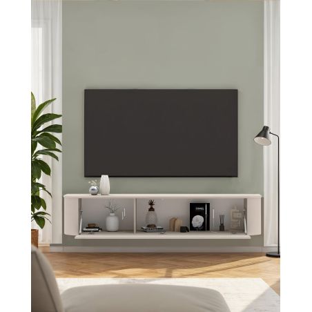 Meuble TV 180 cm LAGUNA avec 1 porte rabattante en coloris cachemire
