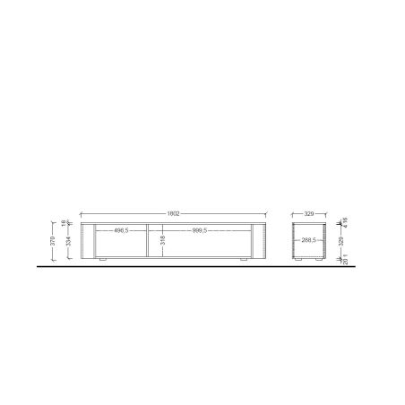 Meuble TV 180 cm LAGUNA avec 1 porte rabattante en coloris cachemire