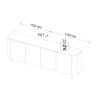 Buffet 230 cm LUCIUS avec 4 portes en décor chêne cadiz