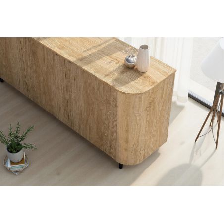Buffet 230 cm LUCIUS avec 4 portes en décor chêne cadiz