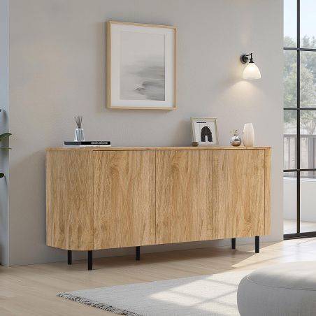 Buffet 180 cm LUCIUS avec 3 portes en décor chêne cadiz