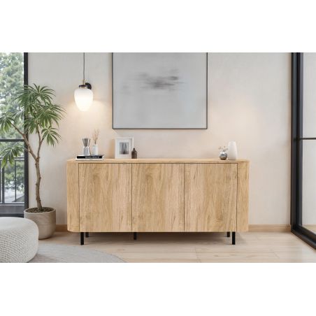 Buffet 180 cm LUCIUS avec 3 portes en décor chêne cadiz