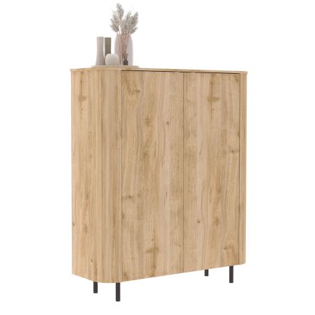 Buffet haut 130 cm LUCIUS avec 2 portes en décor chêne cadiz