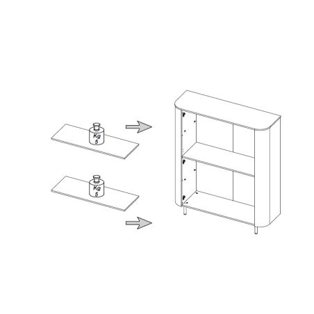 Buffet haut 130 cm LUCIUS avec 2 portes en décor chêne cadiz