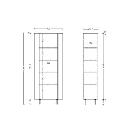 Colonne 80 cm LUCIUS avec 1 porte en décor chêne cadiz
