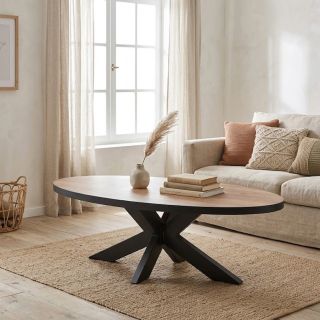 Table basse ovale ANTONIO en décor chêne français