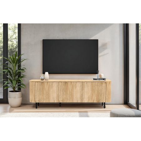 Meuble TV 180 cm LUCIUS avec 3 portes en décor chêne cadiz