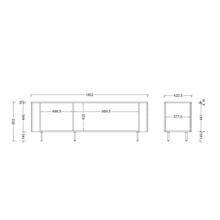 Meuble TV 180 cm LUCIUS avec 3 portes en décor chêne cadiz