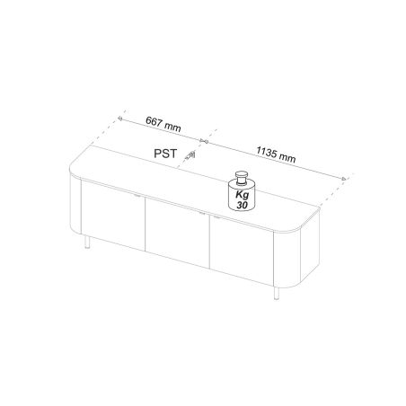 Meuble TV 180 cm LUCIUS avec 3 portes en décor chêne cadiz